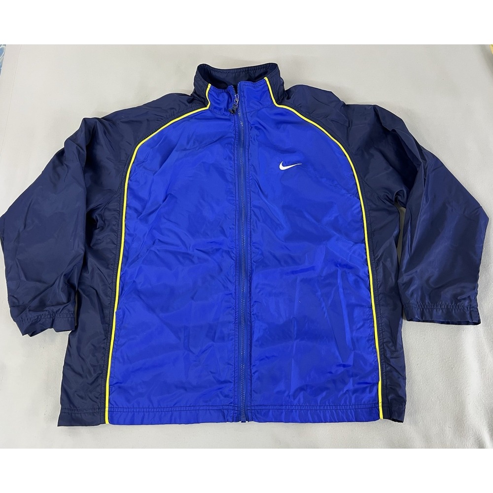 Vintage Nike Full Zip Windbreaker Track Jacket Unisex XL Blue‎ Yellow Y2K